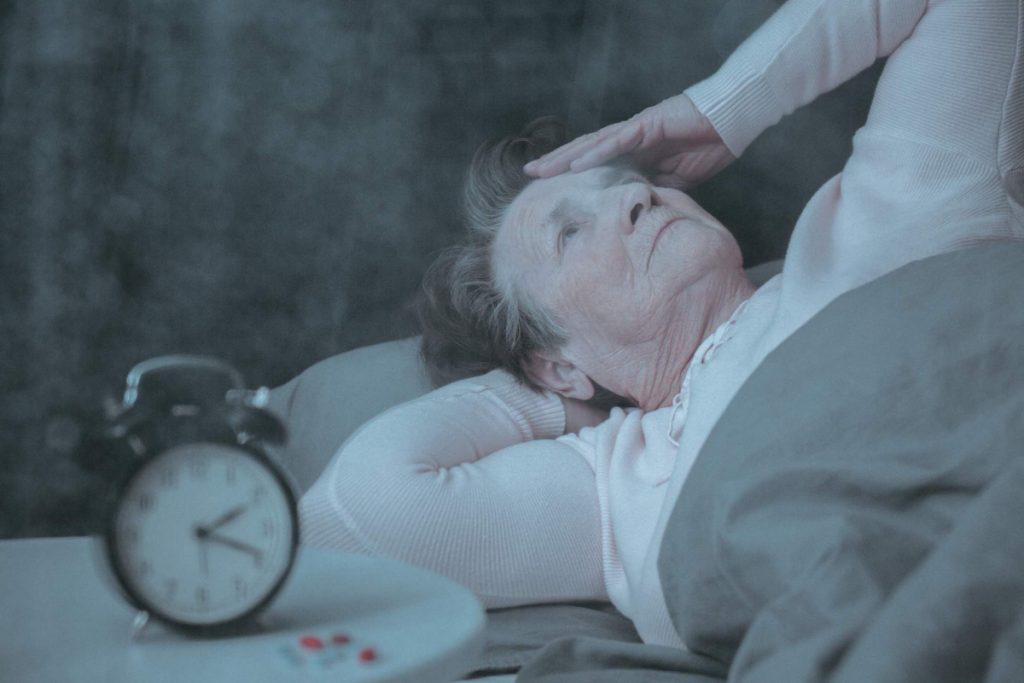 Eldery woman having an issue falling alseep in the middle of the night